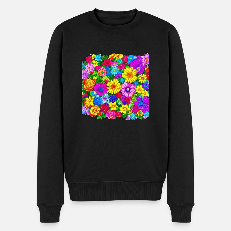 Flowers - Männer Premium Bio Pullover - Schwarz