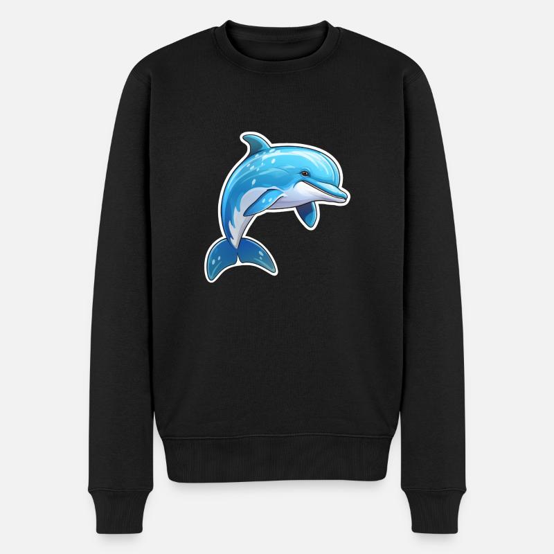 Delfin springend - Männer Premium Bio Pullover - Schwarz
