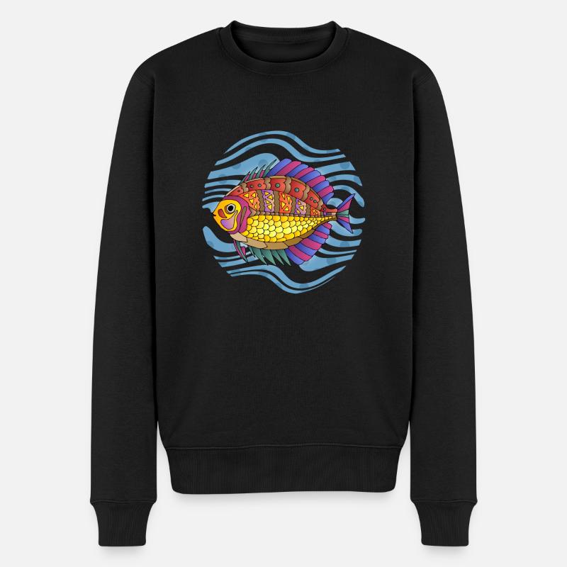 Fisch - Männer Premium Bio Pullover - Schwarz