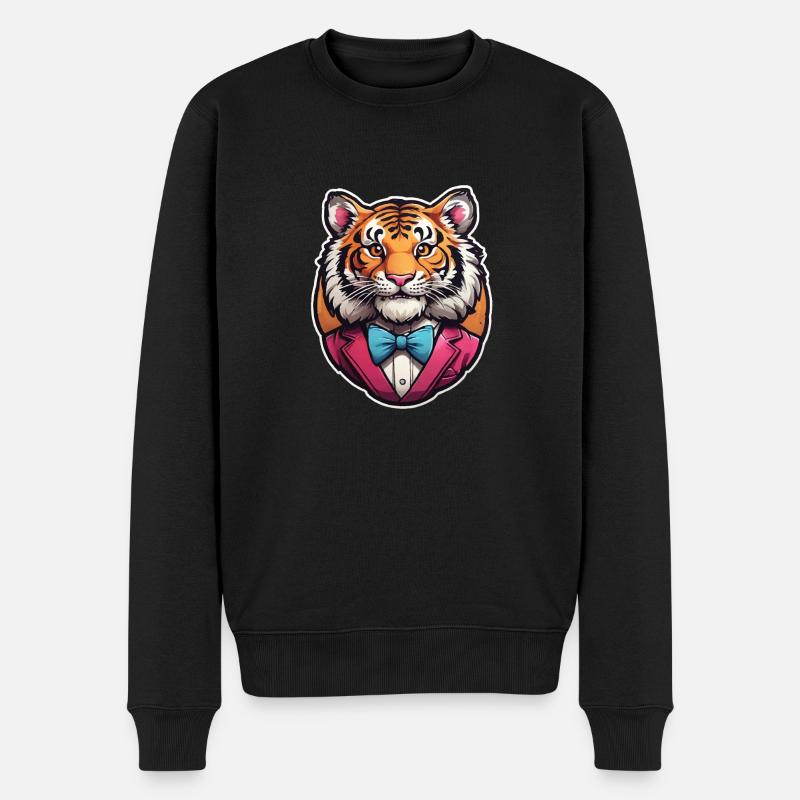 Lustiges Comic Tiger - Männer Premium Bio Pullover - Schwarz