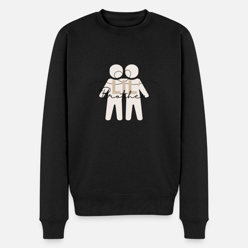 Kleiner Bruder - Geschwister - Männer Premium Bio Pullover - Schwarz