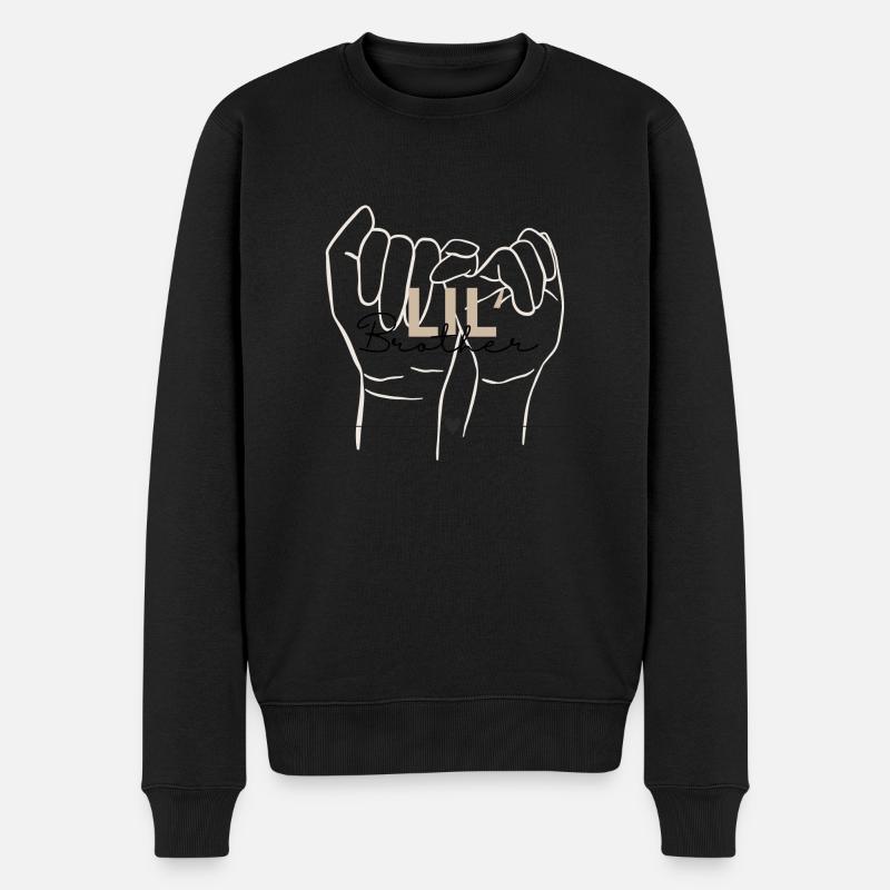 Kleiner Bruder - Geschwister Hand in Hand - Männer Premium Bio Pullover - Schwarz