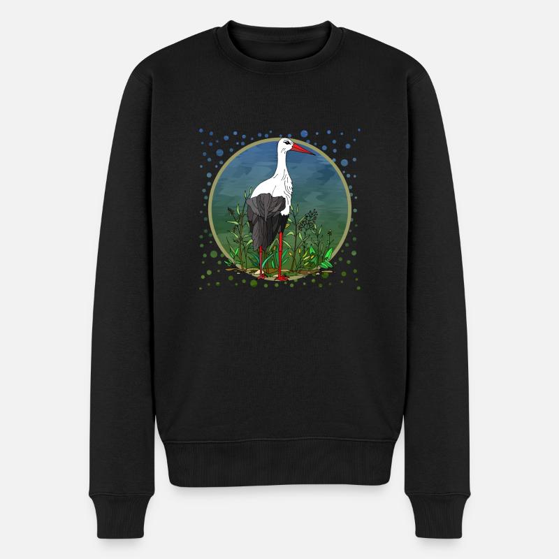 Storchenvogel - Männer Premium Bio Pullover - Schwarz