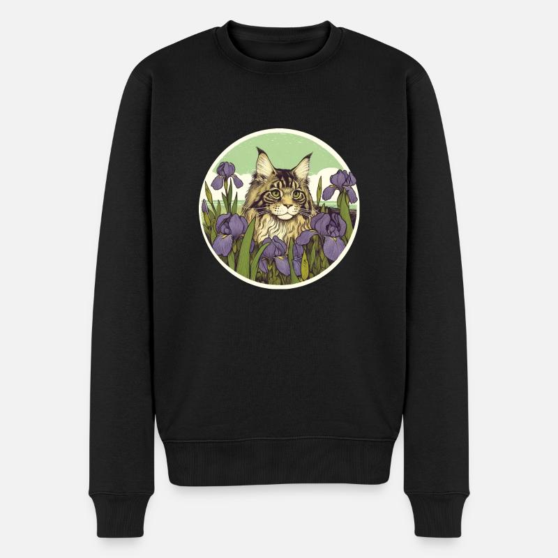 Braun getigerte Katze Iris - Männer Premium Bio Pullover - Schwarz