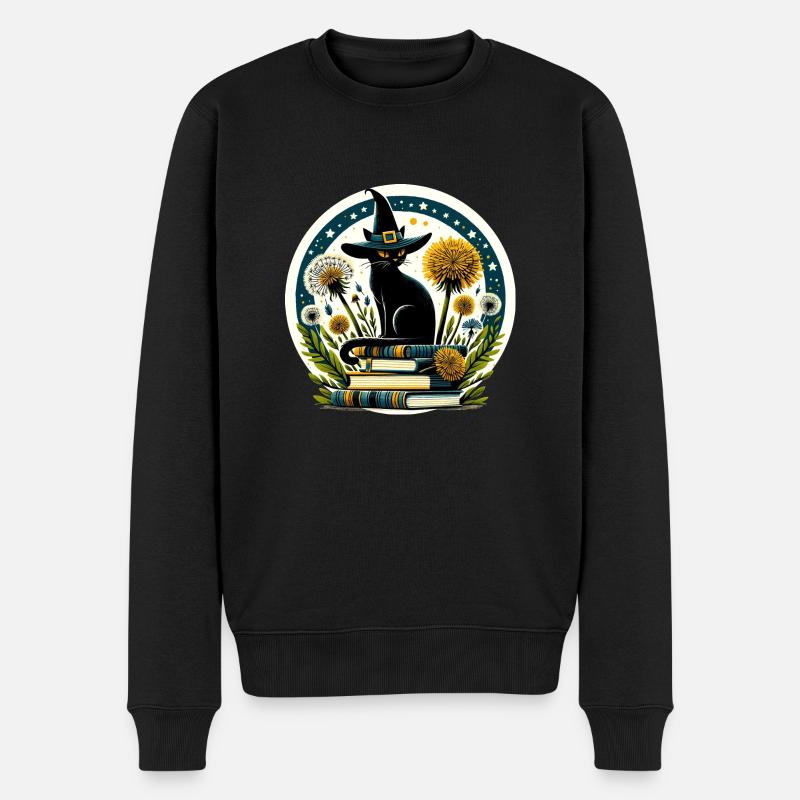 Sorcière chat livresque - Pull Premium bio Homme - noir