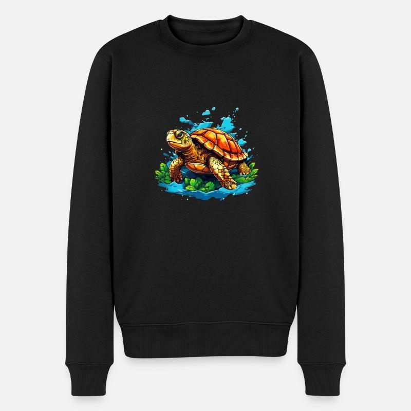 Coole Schildkröte - Männer Premium Bio Pullover - Schwarz