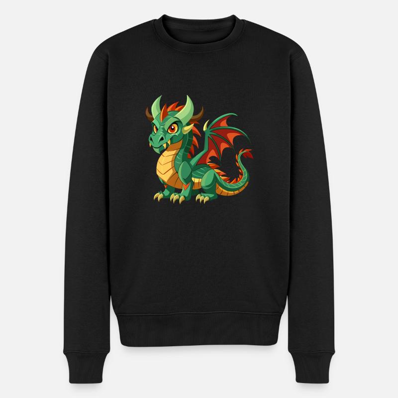 Drache - Männer Premium Bio Pullover - Schwarz
