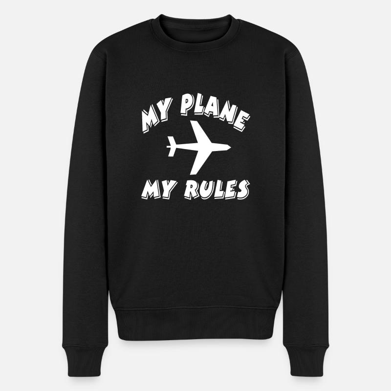 Flugzeug - Männer Premium Bio Pullover - Schwarz