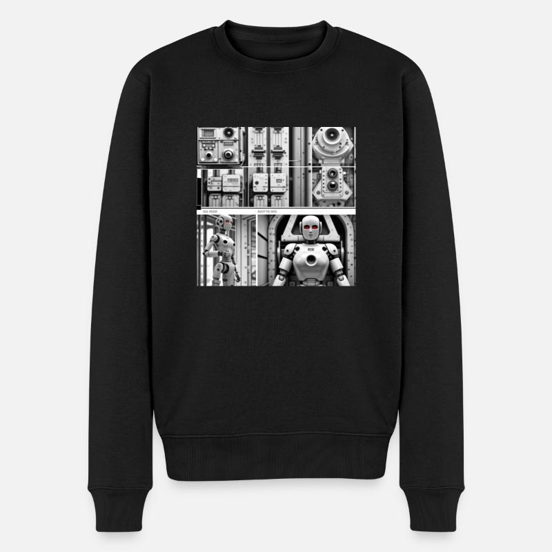 Roboter - Männer Premium Bio Pullover - Schwarz