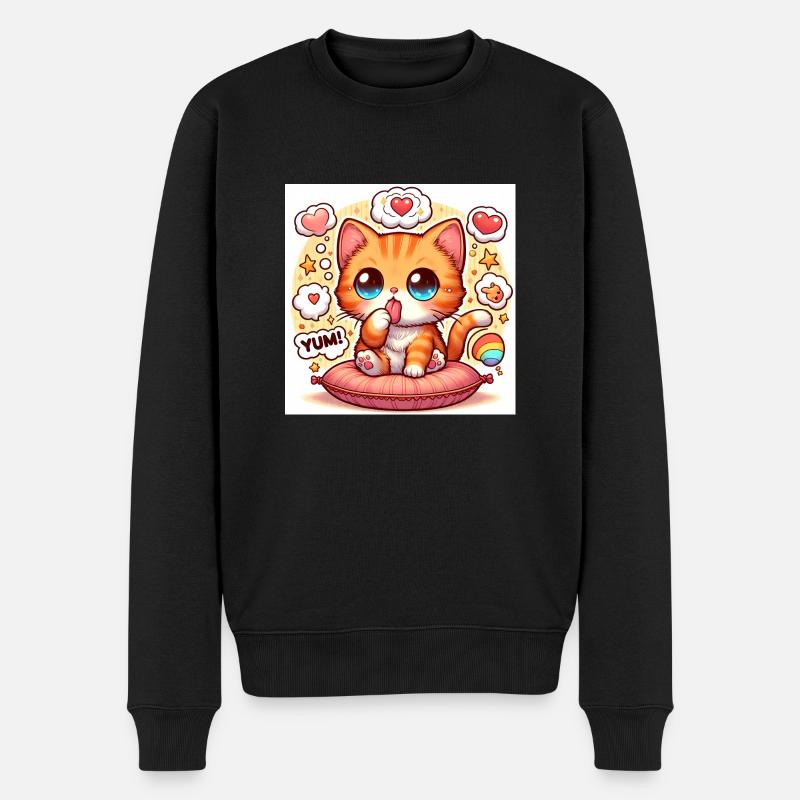 Sweet Cat - Männer Premium Bio Pullover - Schwarz