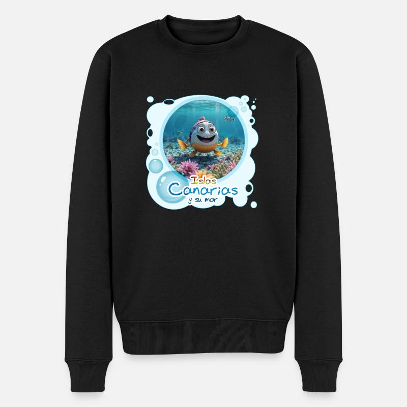 Fisch - Männer Premium Bio Pullover - Schwarz