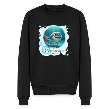 Hai - Männer Premium Bio Pullover - Schwarz - Vorne - Nico (187cm)