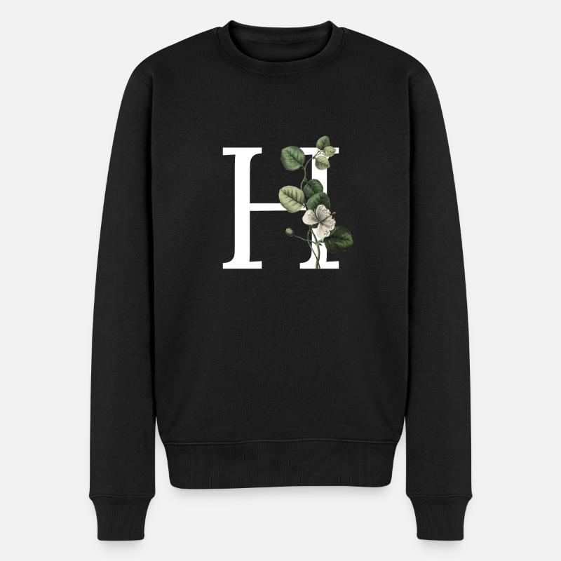 lettre h botanique vert - Pull Premium bio Homme - noir