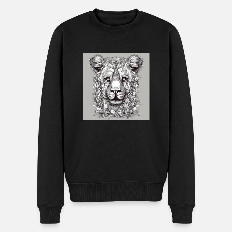 LÖWENKOPF - Männer Premium Bio Pullover - Schwarz