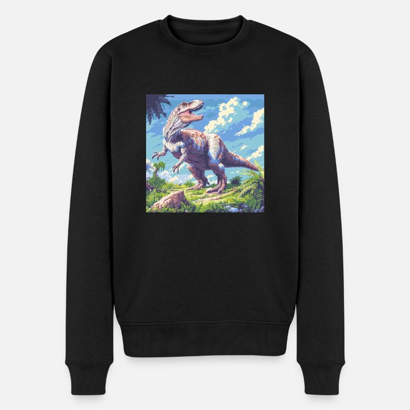 Dinosaurier - Männer Premium Bio Pullover - Schwarz
