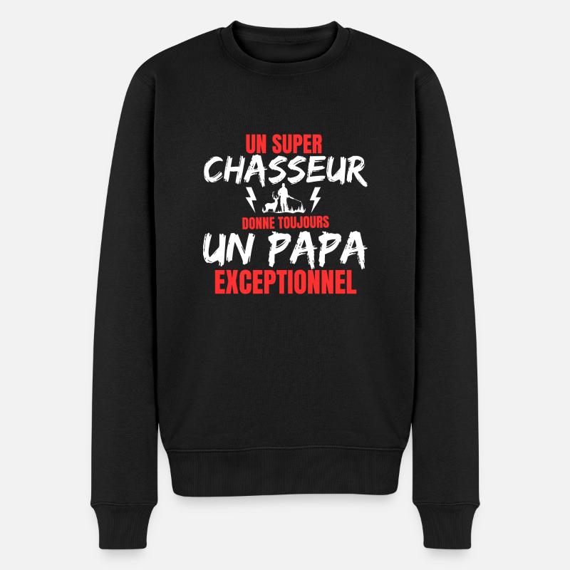 HUNTER DAD - Männer Premium Bio Pullover - Schwarz