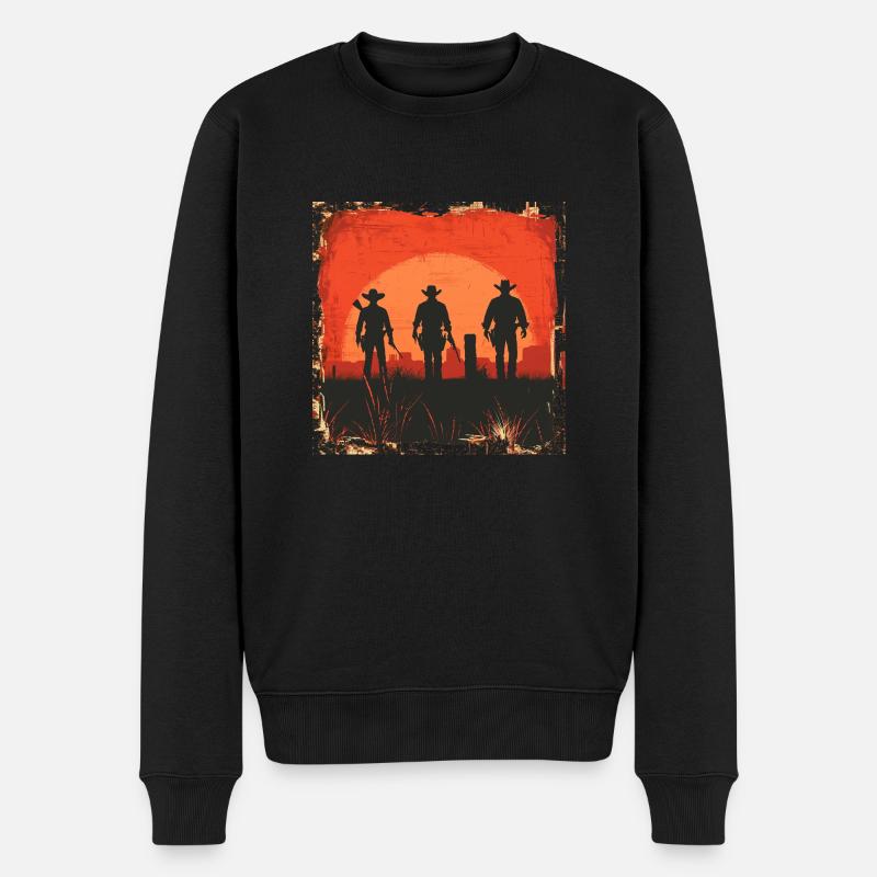 Cowboy - Männer Premium Bio Pullover - Schwarz