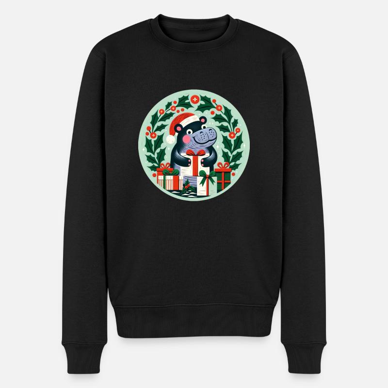 Hippopotame de Noël - Pull Premium bio Homme - noir