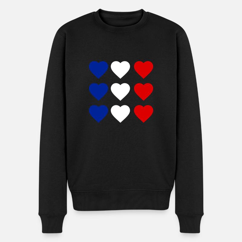 Herz Frankreich - Männer Premium Bio Pullover - Schwarz