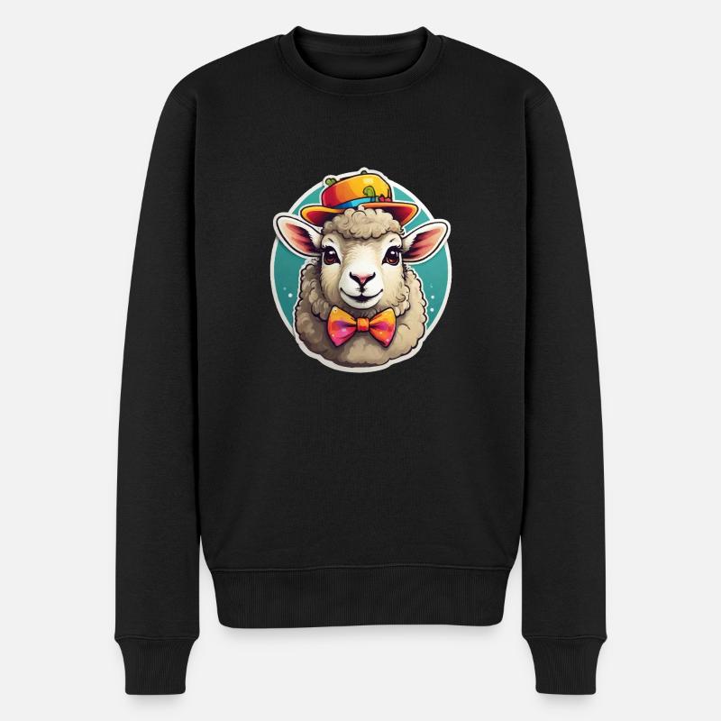 Lustiges Schaf Comic - Männer Premium Bio Pullover - Schwarz