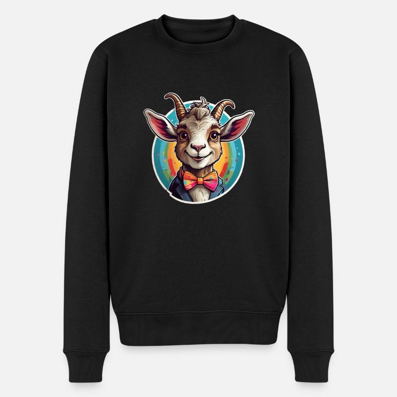 Lustige Ziege Comic - Männer Premium Bio Pullover - Schwarz