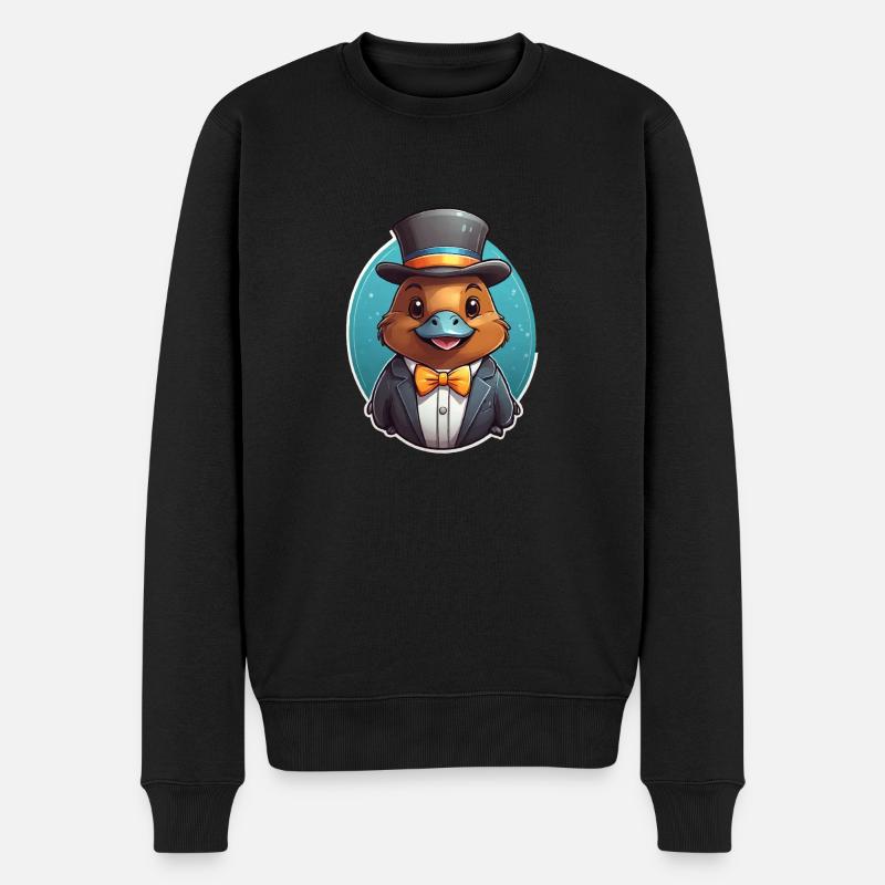 Lustiges Schnabeltier Comic - Männer Premium Bio Pullover - Schwarz