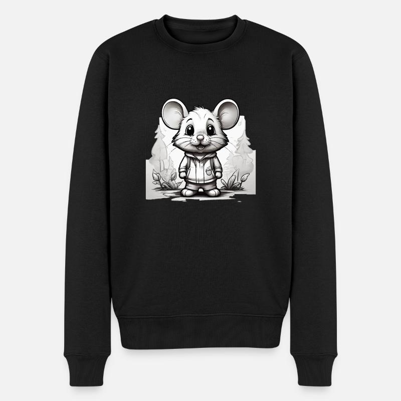 Maus niedlich Kinder Zeichnung Comic - Männer Premium Bio Pullover - Schwarz