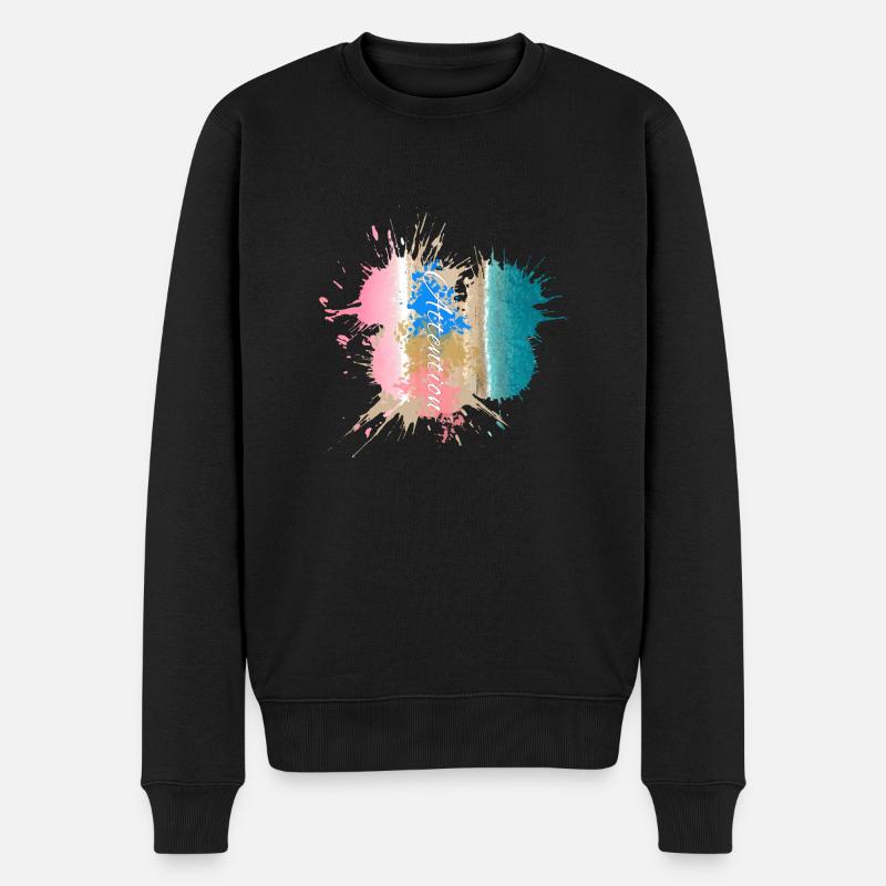 Achtung - Farbiger Strandlackstil - Männer Premium Bio Pullover - Schwarz