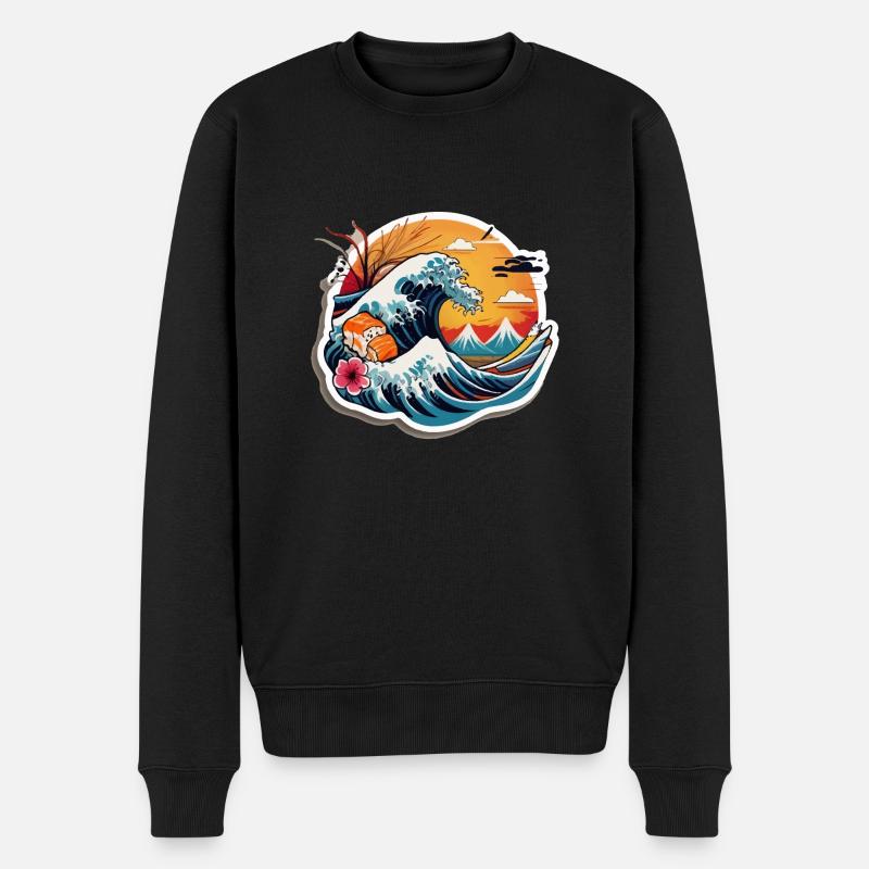 Japan Sushi Meer - Männer Premium Bio Pullover - Schwarz