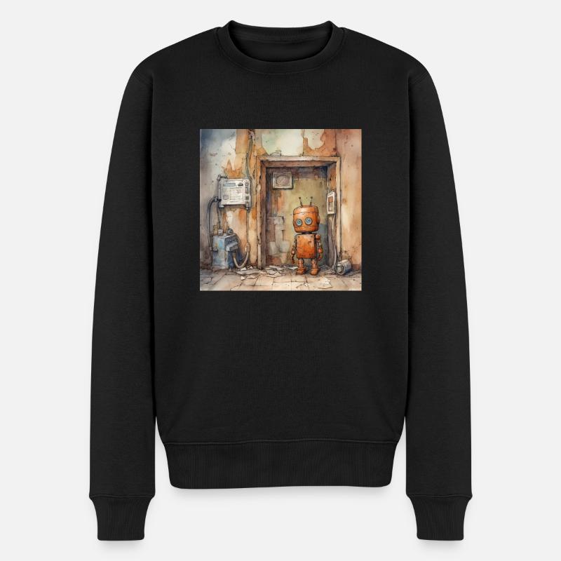 Vieux robots abandonnés rouillés - Pull Premium bio Homme - noir