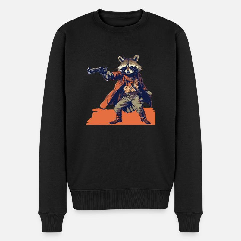 Waschbär - Männer Premium Bio Pullover - Schwarz