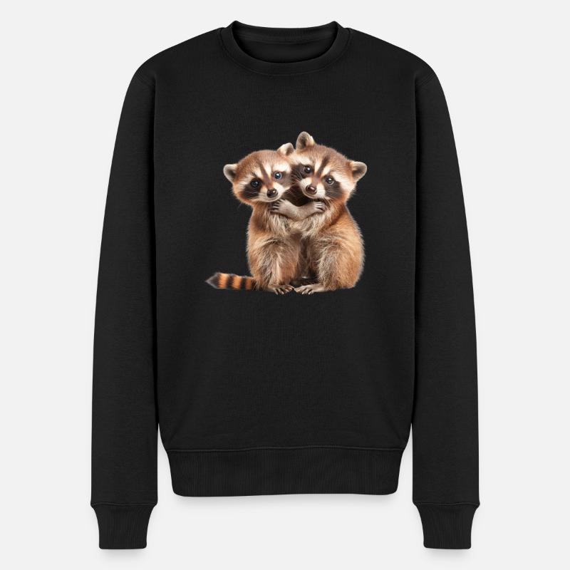 Deux chatons ratons laveurs s’étreignant - Pull Premium bio Homme - noir