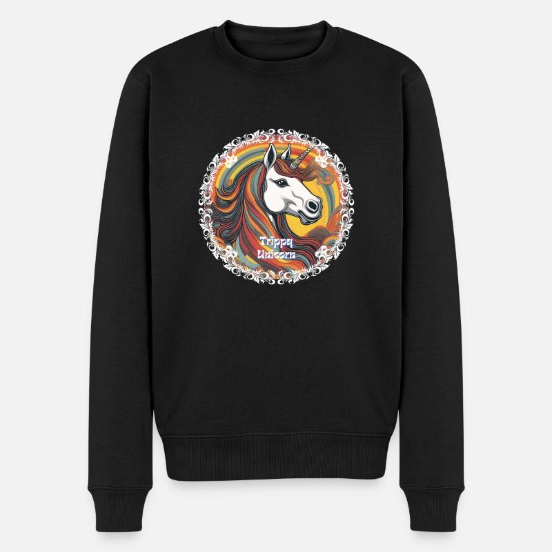 Trippy Unicorn - Männer Premium Bio Pullover - Schwarz