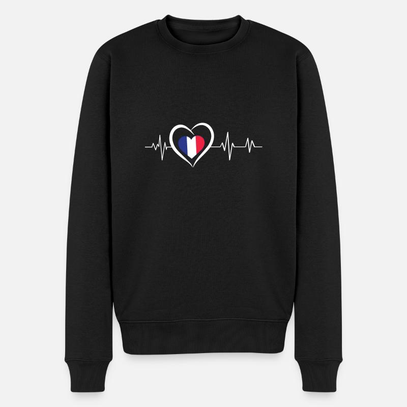 Herzschlag Frankreich - Männer Premium Bio Pullover - Schwarz
