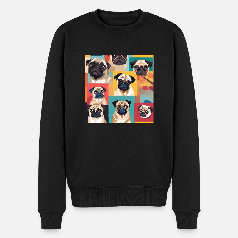 Mops Collage - Männer Premium Bio Pullover - Schwarz