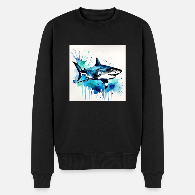 Haifisch - Männer Premium Bio Pullover - Schwarz