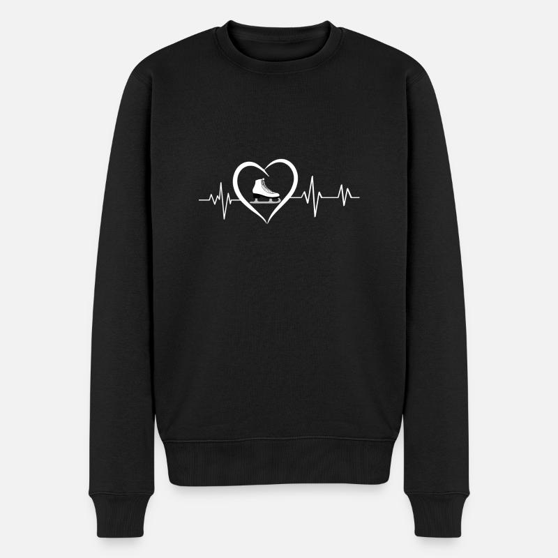 Herzschlag Skaten - Männer Premium Bio Pullover - Schwarz