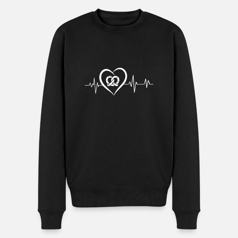 Brezel-Herzschlag - Männer Premium Bio Pullover - Schwarz