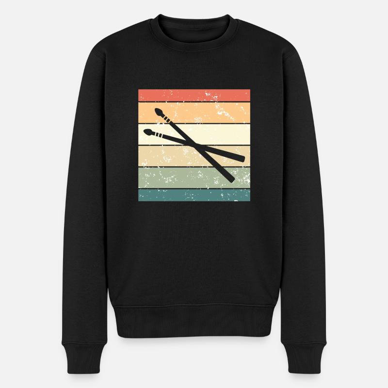 Drumsticks rétro Batteur - Pull Premium bio Homme - noir