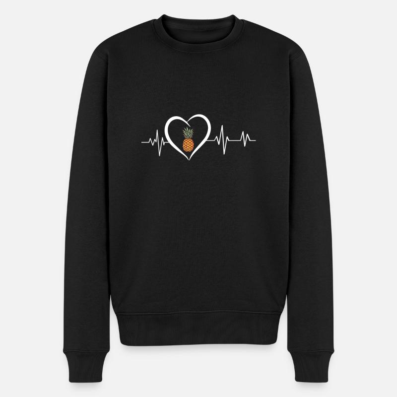 Ananas-Herzschlag - Männer Premium Bio Pullover - Schwarz