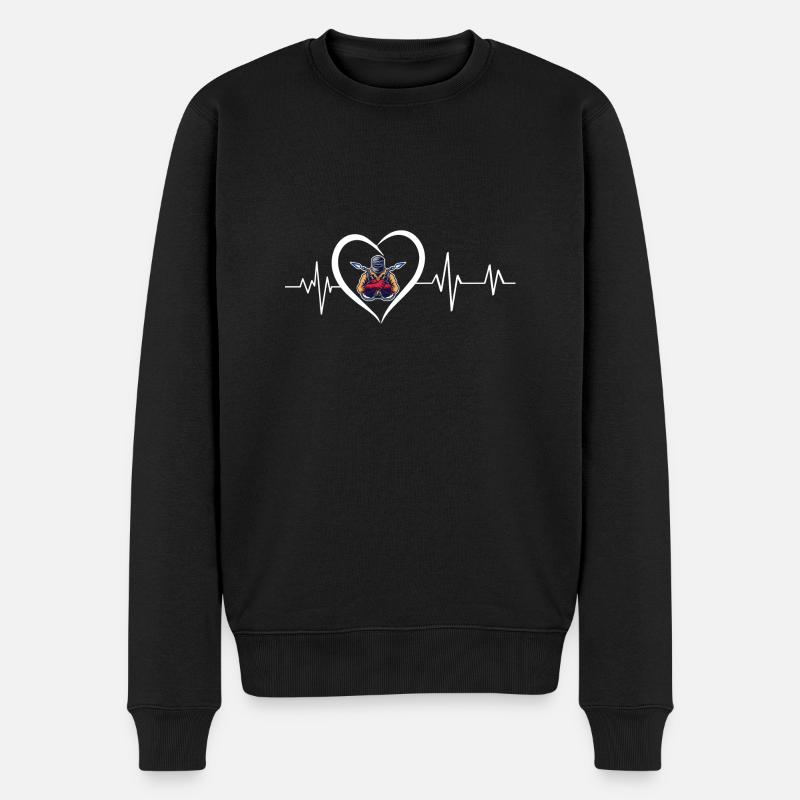 Herzschlag-Schweißgerät - Männer Premium Bio Pullover - Schwarz