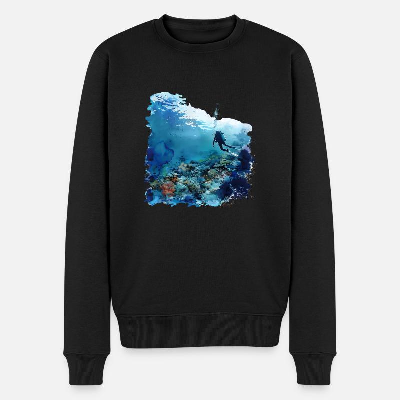 Faszination Tauchen mit Flasche - Männer Premium Bio Pullover - Schwarz
