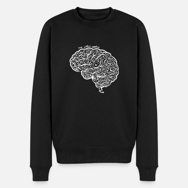 Laby Brain (monochrome blanc) - Pull Premium bio Homme - noir