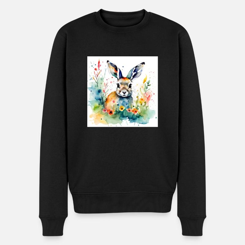 Hase farbig - Männer Premium Bio Pullover - Schwarz