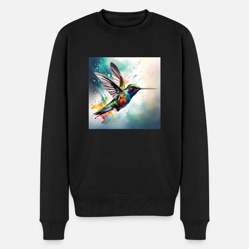 Kolibri farbig - Männer Premium Bio Pullover - Schwarz