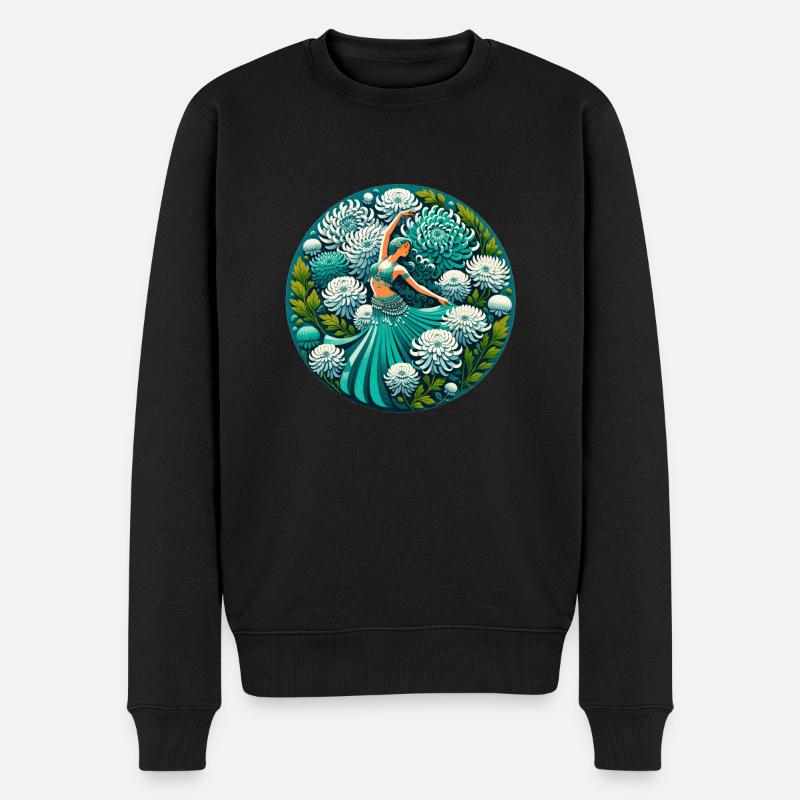 Blaugrüne Bauchtänzerin - Männer Premium Bio Pullover - Schwarz