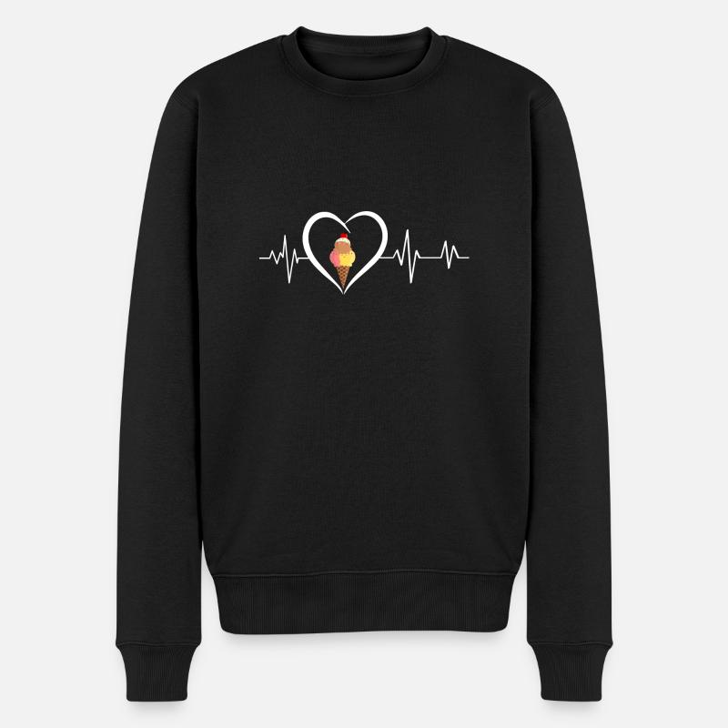 Herzschlag-Eiswaffel - Männer Premium Bio Pullover - Schwarz
