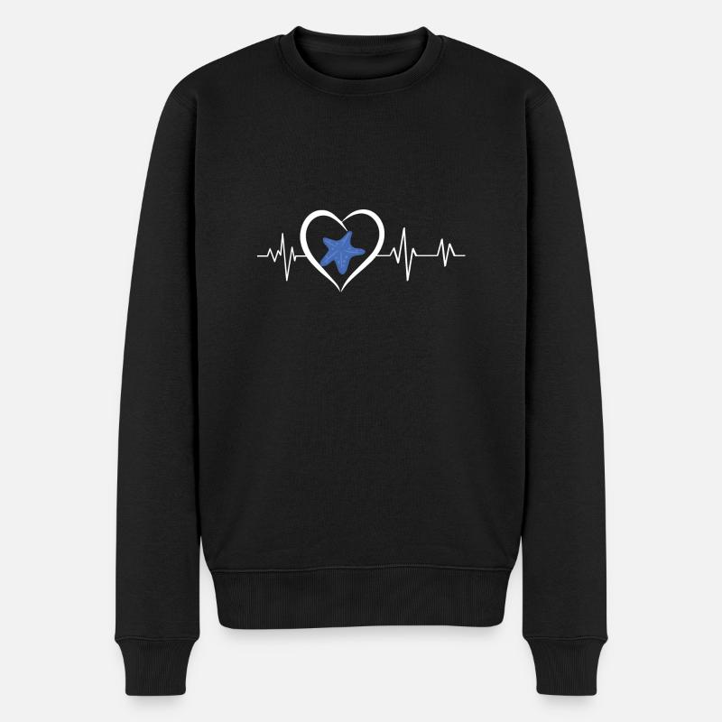 Seestern-Herzschlag - Männer Premium Bio Pullover - Schwarz