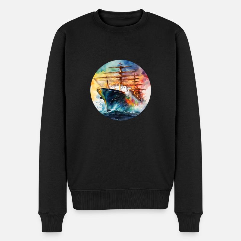 Ship Large Round Batch - Men's Premium Organic Jumper - black