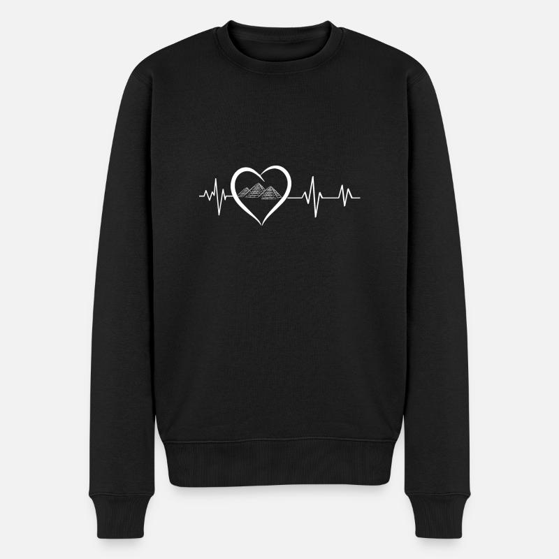 Herzschlag-Pyramiden - Männer Premium Bio Pullover - Schwarz